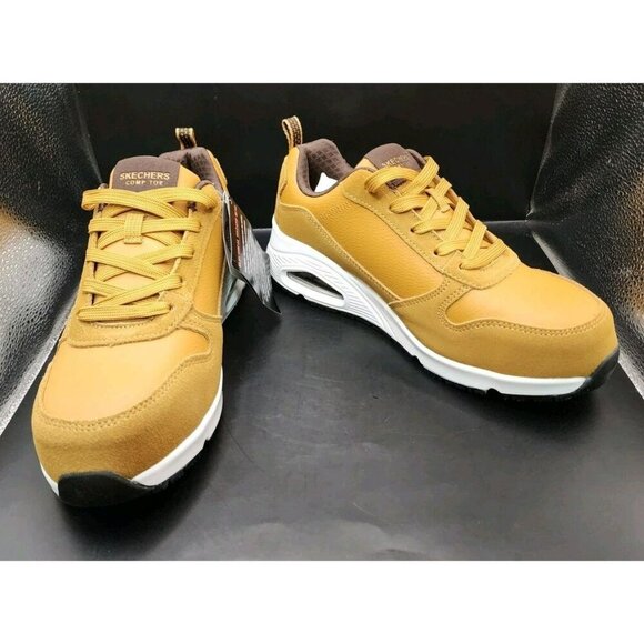 SKECHERS Work Shoes Women's Size 7 Wheat Uno SR Elainy Comp Toe NIB - Picture 2 of 10